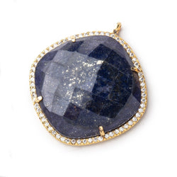 28mm Vermeil CZ Bezel Lapis Lazuli Pillow Pendant 1 Focal Bead (ONLINE ORDER ONLY)