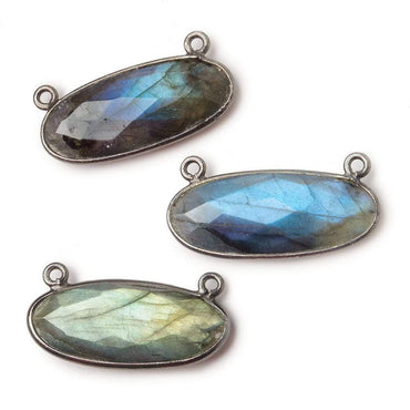 28x11.5mm Black Gold .925 Bezel Labradorite Oval East West Connector 1 piece (ONLINE ORDER ONLY)