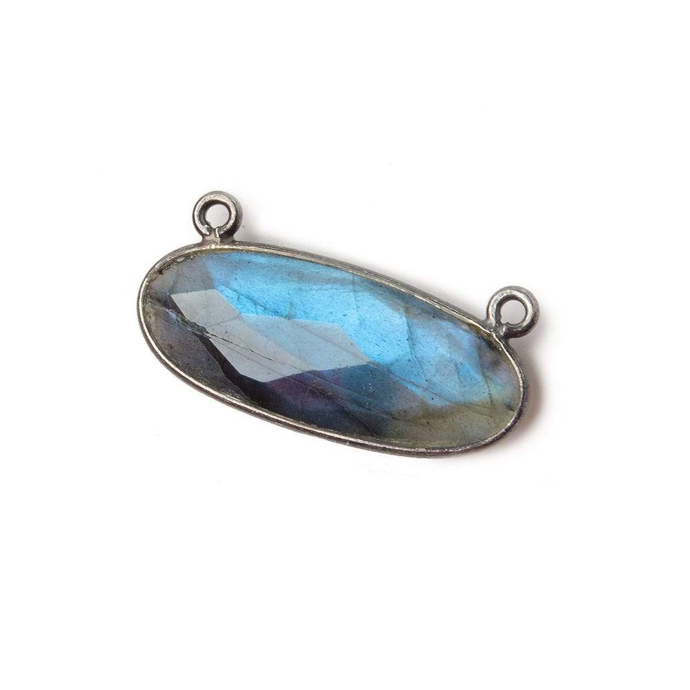 28x11.5mm Black Gold .925 Bezel Labradorite Oval East West Connector 1 piece (ONLINE ORDER ONLY)