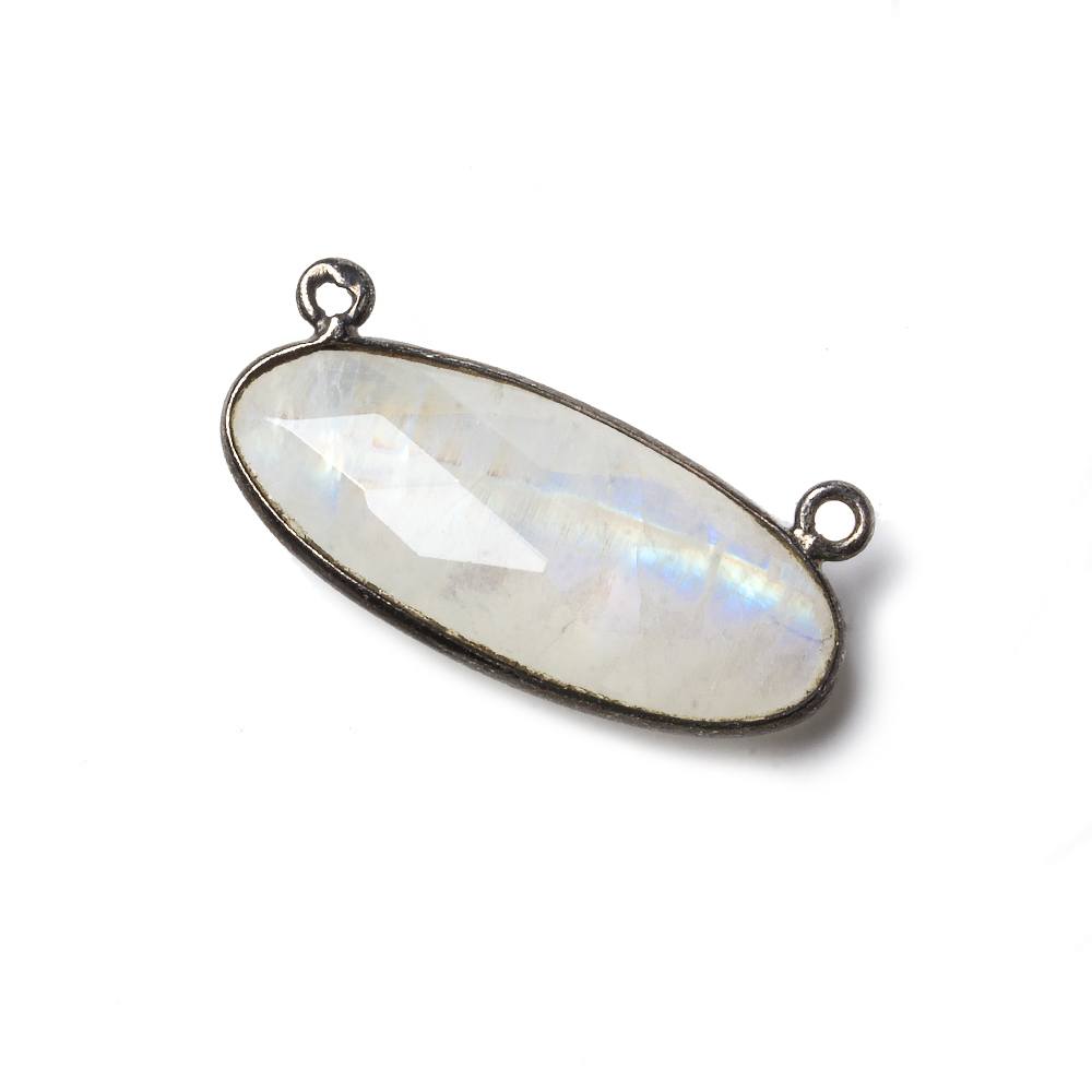 28x11.5mm Black Gold .925 Bezel Rainbow Moonstone Oval East West Connector 1 piece (ONLINE ORDER ONLY)
