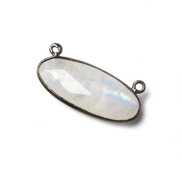 28x11.5mm Black Gold .925 Bezel Rainbow Moonstone Oval East West Connector 1 piece (ONLINE ORDER ONLY)