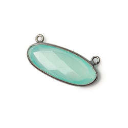 28x11.5mm Black Gold .925 Bezel Sea Chalcedony Oval East West Connector 1 piece (ONLINE ORDER ONLY)