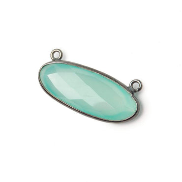 28x11.5mm Black Gold .925 Bezel Sea Chalcedony Oval East West Connector 1 piece (ONLINE ORDER ONLY)