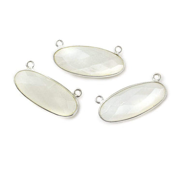 28x11.5mm Silver .925 Bezel White Moonstone Oval East West Connector 1 piece (ONLINE ORDER ONLY)