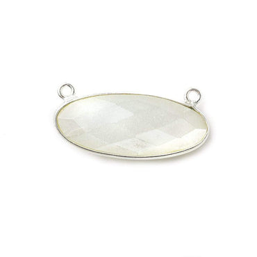 28x11.5mm Silver .925 Bezel White Moonstone Oval East West Connector 1 piece (ONLINE ORDER ONLY)