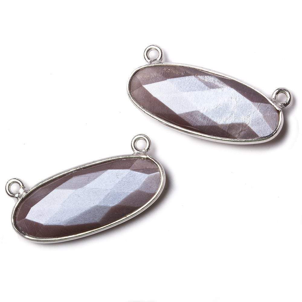 28x11.5mm Silver Bezel Chocolate Moonstone Oval East West Connector 1 piece (ONLINE ORDER ONLY)
