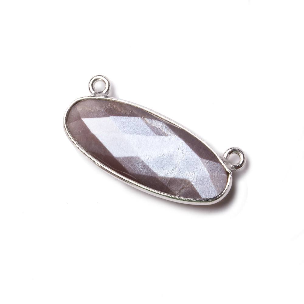 28x11.5mm Silver Bezel Chocolate Moonstone Oval East West Connector 1 piece (ONLINE ORDER ONLY)