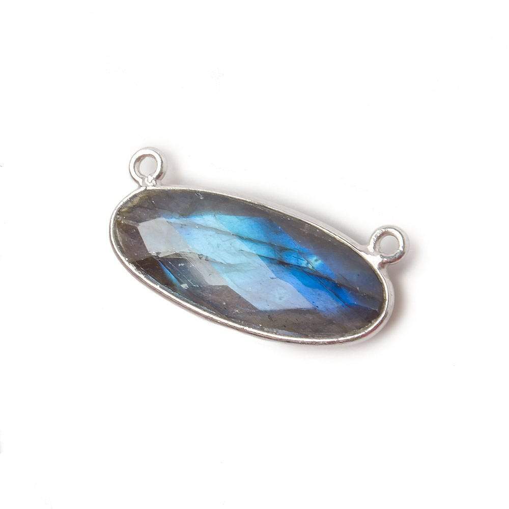 28x11.5mm Silver Bezel Labradorite Oval East West Connector 1 piece (ONLINE ORDER ONLY)