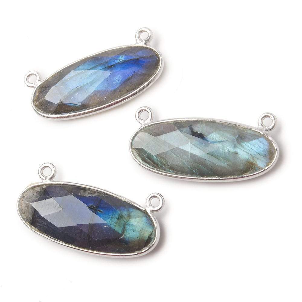 28x11.5mm Silver Bezel Labradorite Oval East West Connector 1 piece (ONLINE ORDER ONLY)