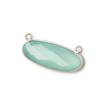 28x11.5mm Silver Bezel Sea Chalcedony Oval East West Connector 1 piece (ONLINE ORDER ONLY)