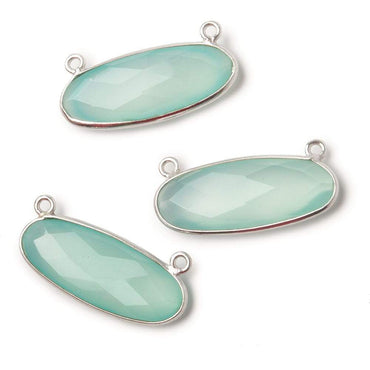28x11.5mm Silver Bezel Sea Chalcedony Oval East West Connector 1 piece (ONLINE ORDER ONLY)