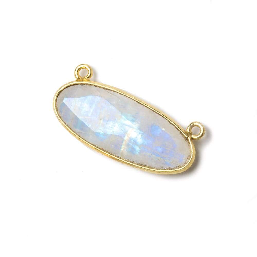 28x11.5mm Vermeil Bezel Rainbow Moonstone Oval East West Connector 1 piece (ONLINE ORDER ONLY)