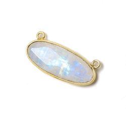 28x11.5mm Vermeil Bezel Rainbow Moonstone Oval East West Connector 1 piece (ONLINE ORDER ONLY)
