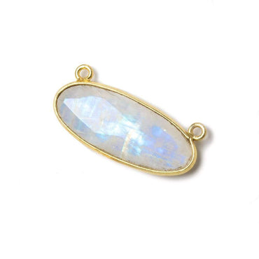 28x11.5mm Vermeil Bezel Rainbow Moonstone Oval East West Connector 1 piece (ONLINE ORDER ONLY)