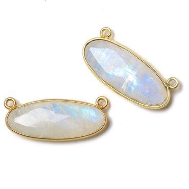 28x11.5mm Vermeil Bezel Rainbow Moonstone Oval East West Connector 1 piece (ONLINE ORDER ONLY)
