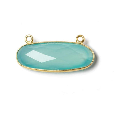 28x11.5mm Vermeil Bezel Rich Aqua Chalcedony oval East West Pendant 1 pc (ONLINE ORDER ONLY)