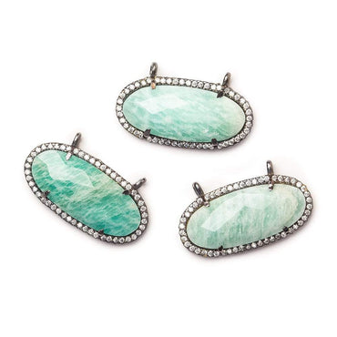 28x14mm Black Gold CZ Bezel & Amazonite oval East West Connector 1 piece (ONLINE ORDER ONLY)