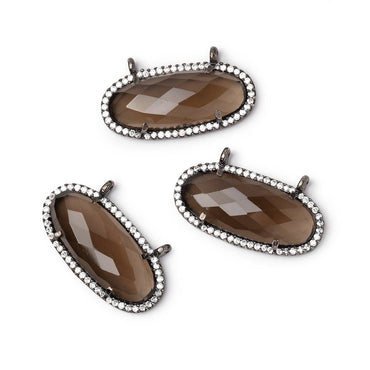 28x14mm Black Gold CZ Bezel Smoky Quartz Faceted Oval Connector 1 Focal (ONLINE ORDER ONLY)