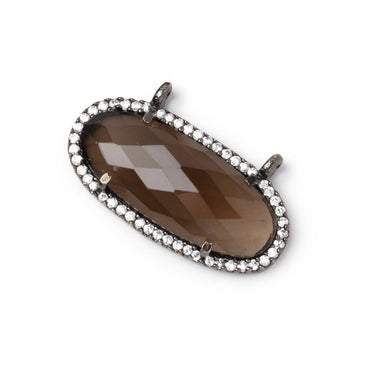 28x14mm Black Gold CZ Bezel Smoky Quartz Faceted Oval Connector 1 Focal (ONLINE ORDER ONLY)