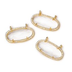 28x14mm Vermeil CZ Bezel Crystal Quartz Faceted Oval Connector 1 Focal (ONLINE ORDER ONLY)
