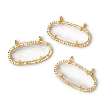 28x14mm Vermeil CZ Bezel Crystal Quartz Faceted Oval Connector 1 Focal (ONLINE ORDER ONLY)