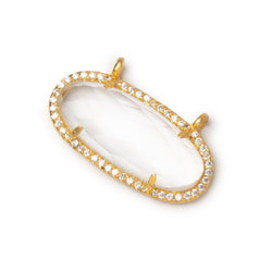 28x14mm Vermeil CZ Bezel Crystal Quartz Faceted Oval Connector 1 Focal (ONLINE ORDER ONLY)