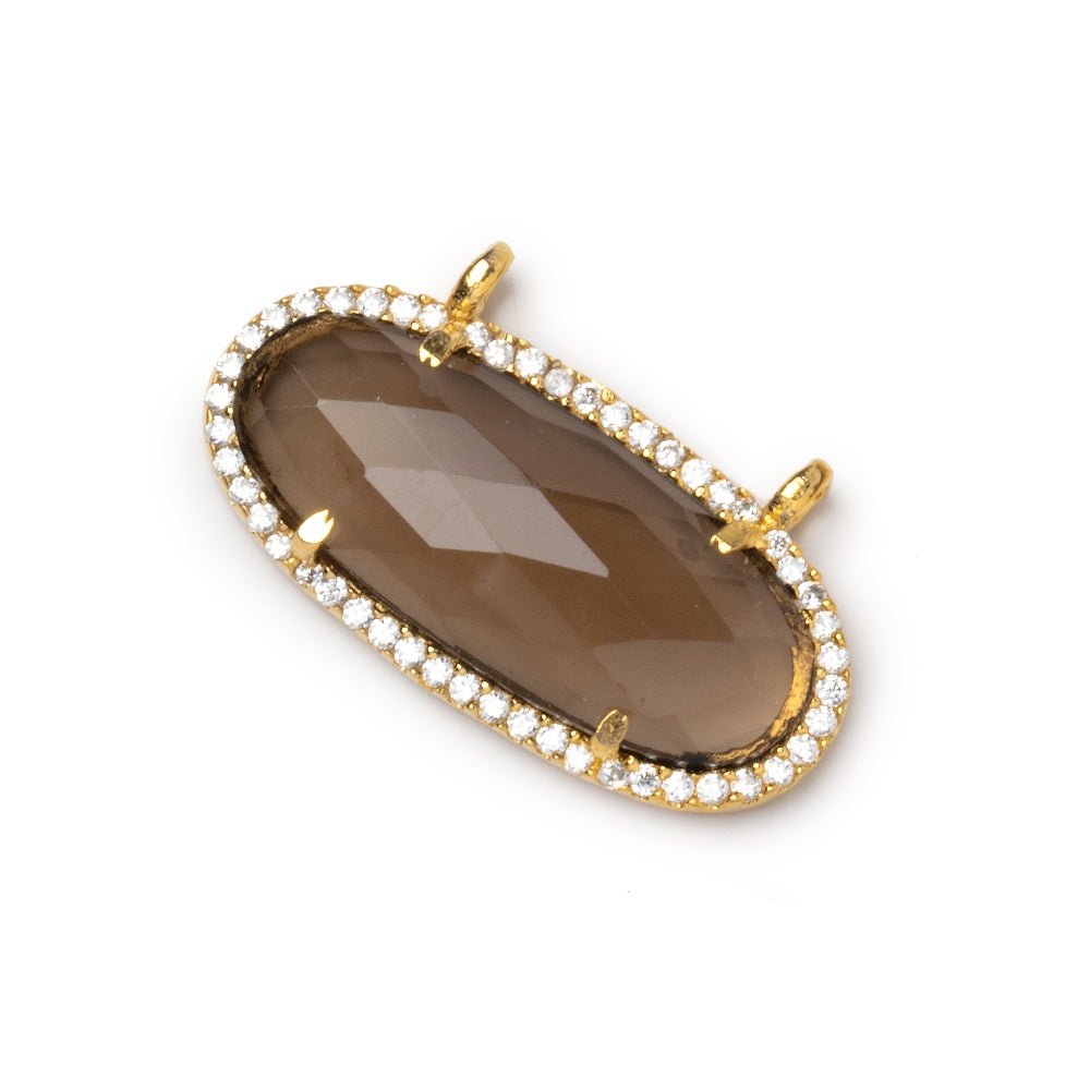 28x14mm Vermeil CZ Bezel Smoky Hydro Quartz Faceted Oval Connector 1 Focal (ONLINE ORDER ONLY)