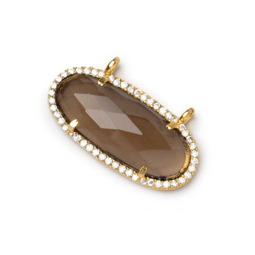 28x14mm Vermeil CZ Bezel Smoky Hydro Quartz Faceted Oval Connector 1 Focal (ONLINE ORDER ONLY)