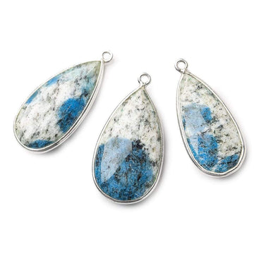 28x15mm .925 Silver Bezel K2 Granite & Azurite faceted Pear Pendant 1 piece (ONLINE ORDER ONLY)