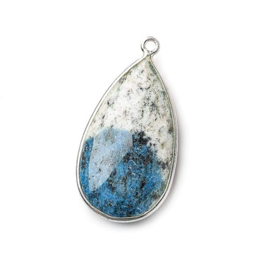 28x15mm .925 Silver Bezel K2 Granite & Azurite faceted Pear Pendant 1 piece (ONLINE ORDER ONLY)