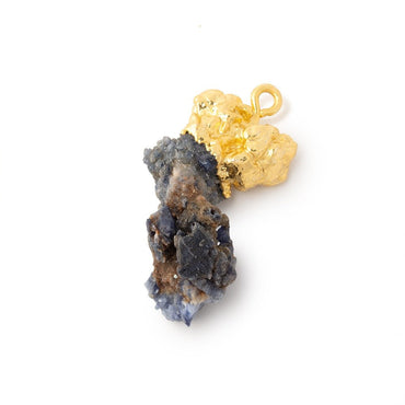28x15mm Gold Leafed Blue Jammu Sapphire Natural Crystal 1 Pendant (ONLINE ORDER ONLY)
