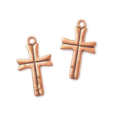 28x16mm Copper Cross with Center Carved Line Set of 3 (ONLINE ORDER ONLY)
