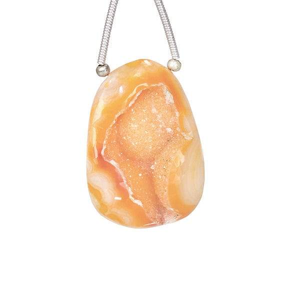 28x19mm Orangy Yellow Agate Drusy Freeform Focal Bead 1 piece (ONLINE ORDER ONLY)