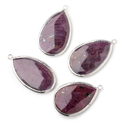 28x19mm Silver .925 Bezeled Ruby faceted pear Pendant 1 piece (ONLINE ORDER ONLY)