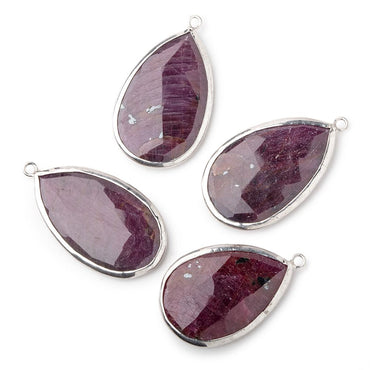 28x19mm Silver .925 Bezeled Ruby faceted pear Pendant 1 piece (ONLINE ORDER ONLY)