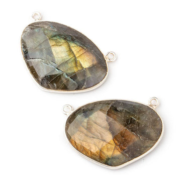 28x20mm Silver Bezeled Labradorite Heart Pendant 1 piece (ONLINE ORDER ONLY)