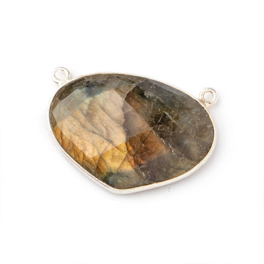 28x20mm Silver Bezeled Labradorite Heart Pendant 1 piece (ONLINE ORDER ONLY)