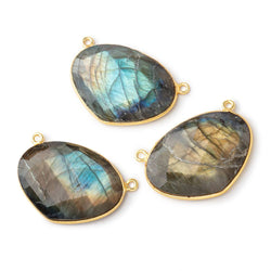 28x20mm Vermeil Bezeled Labradorite Heart East West Connector 1 piece (ONLINE ORDER ONLY)