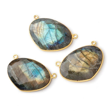 28x20mm Vermeil Bezeled Labradorite Heart East West Connector 1 piece (ONLINE ORDER ONLY)