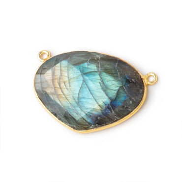 28x20mm Vermeil Bezeled Labradorite Heart East West Connector 1 piece (ONLINE ORDER ONLY)