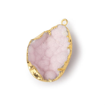 28x21mm Gold Leafed Pink Concave Drusy Pendant 1 focal piece (ONLINE ORDER ONLY)