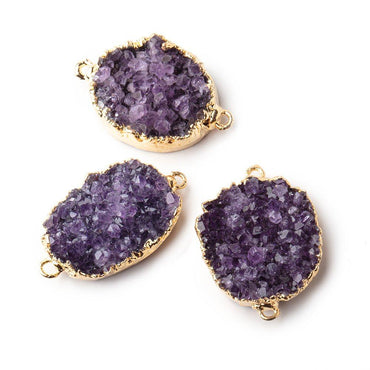 28x21x6mm Gold Leaf Amethyst Drusy Free Shape Connector 1 piece (ONLINE ORDER ONLY)