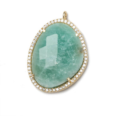 28x22mm Amazonite  Vermeil Cz Bezel CZ Nugget pendant 1 piece (ONLINE ORDER ONLY)