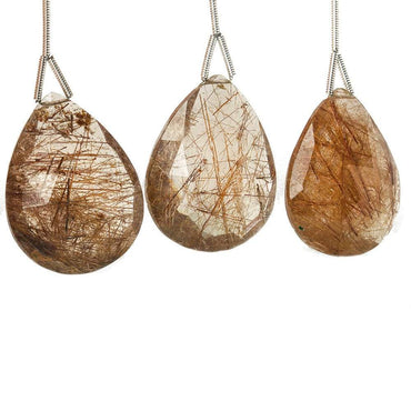 28x22mm Rutilated Quartz Faceted Pear Focal Bead 1 piece (ONLINE ORDER ONLY)