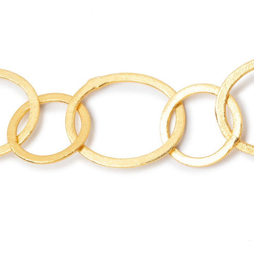 28x23mm & 20mm 22kt Gold plated Brushed Oval & Round Link Chain (ONLINE ORDER ONLY)