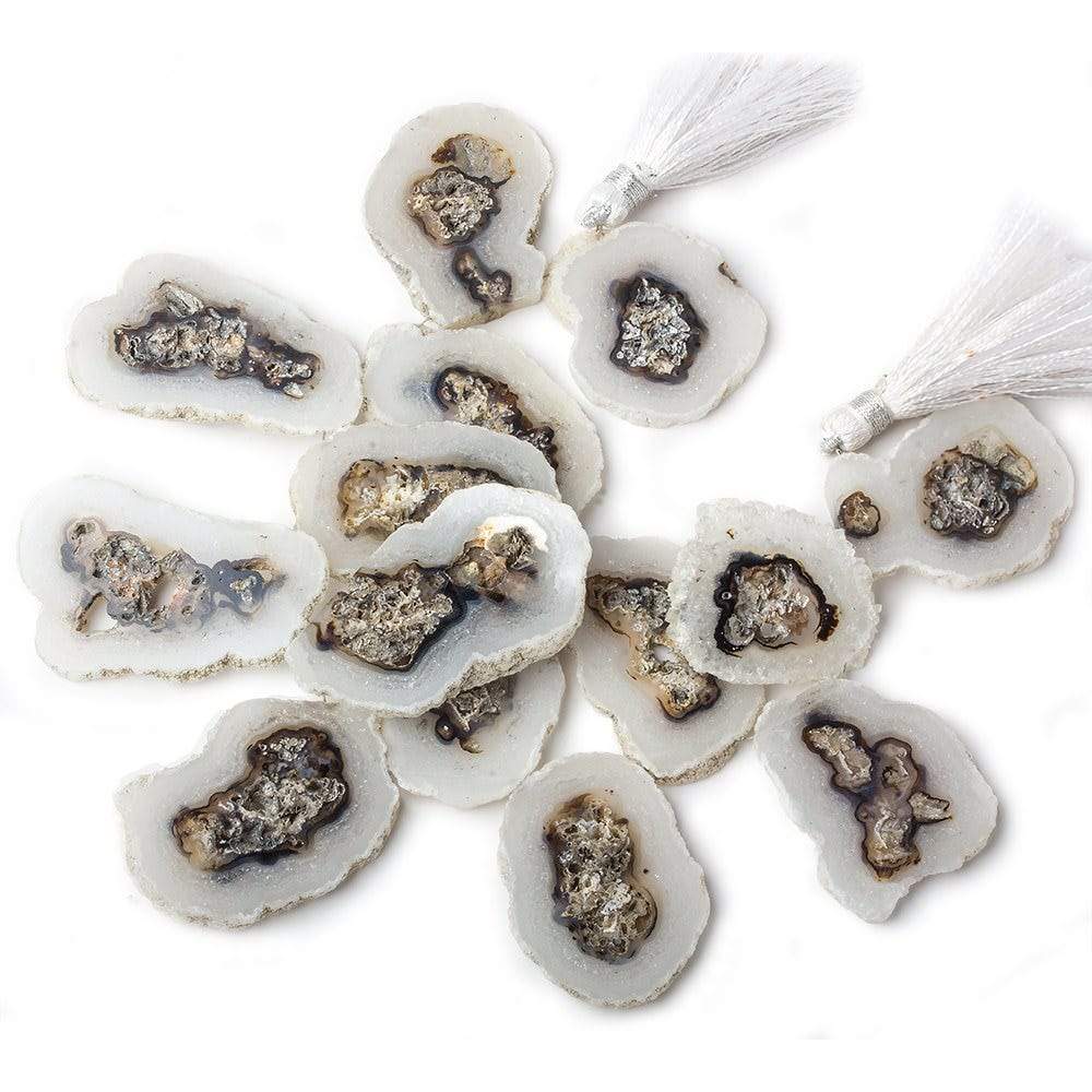 Solar Quartz top drilled Natural Crystal Slices with Drusy Edge 8 inch 14 pieces (ONLINE ORDER ONLY)