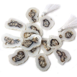 Solar Quartz top drilled Natural Crystal Slices with Drusy Edge 8 inch 14 pieces (ONLINE ORDER ONLY)