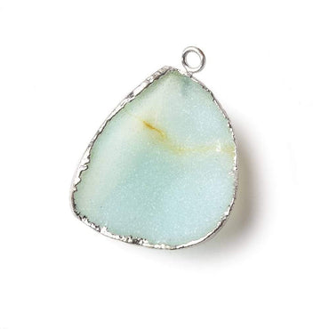 28x26x9mm Silver Leafed Seafoam Blue Drusy Pendant 1 piece (ONLINE ORDER ONLY)