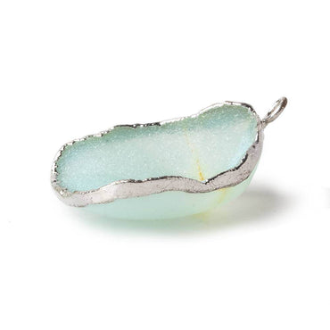 28x26x9mm Silver Leafed Seafoam Blue Drusy Pendant 1 piece (ONLINE ORDER ONLY)