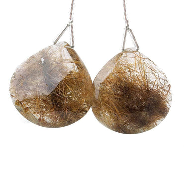28x28mm & 29x29mm Rutilated Quartz Faceted Heart Focal Bead 2 pieces (ONLINE ORDER ONLY)